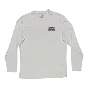 White - Salt Life Men's Long Sleeve Regular Fit Lightweight Crew Neck UV Logo Te